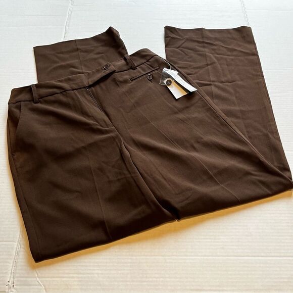 Larry Levine Stretch pants Size 10 Chocolate NWT 5 pockets belt loops - Picture 1 of 11